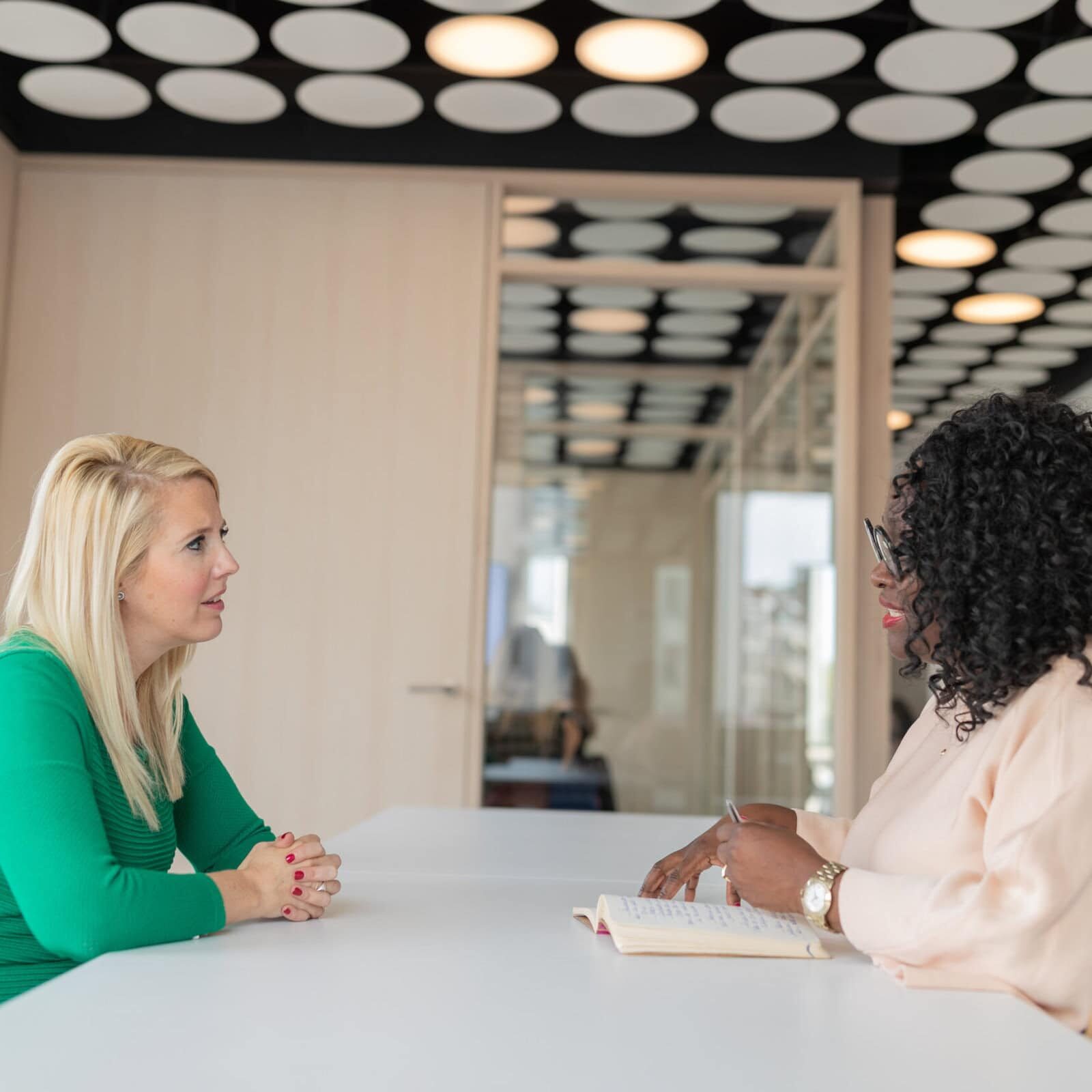 Experience Coaching: Minouche's Story Coach helping a client unlock their true potential and overcome obstacles."
